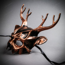 Antler Deer Horn Devil Halloween Masquerade Mask - Black Copper