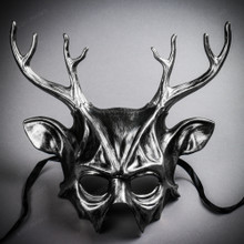 Antler Deer Horn Devil Halloween Masquerade Mask - Black Silver