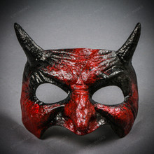 Goblin Devil Short Horn Eyes Masquerade Party Mask - Bloody Red