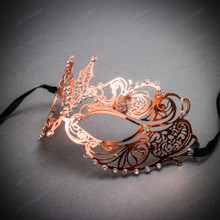 Charming Princess Venetian Masquerade Mask With Rhinestones - Rose Gold