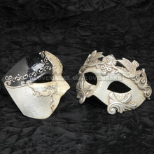 Black Phantom of Opera Musical and Silver Roman Warrior Metallic Mask Combo Black Phantom of Opera Musical and Silver Roman Warrior Metallic Mask Combo
