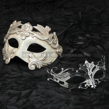 Silver Roman Warrior Metallic Mask & Black Charming Princess Diamond Mask Combo