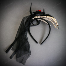 Skeleton Hand Gothic Headband Halloween Bone Hair Accessory - Black