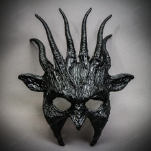 Fire Flame Devil Demon Horns Spikes Full Face Mask - Black