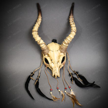 Antelope Skull Mask with Tribal Horns – Shamanic Spirit Animal Costume Mask - Bone