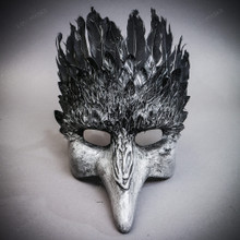Raven Plague Doctor Mask Gothic Venetian Costume Mask - Grey Black