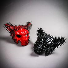 Masquerade Mask & Red Gothic Skull Mask Couple Mask Set