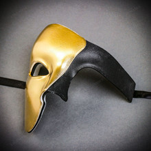 Gold & Black Classic Phantom of the Opera Half Mask Masquerade