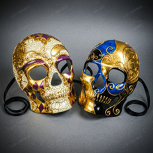 Day of The Dead Skull Masquerade Mask Gold Purple Blue Masquerade Couple Party Costume Masks