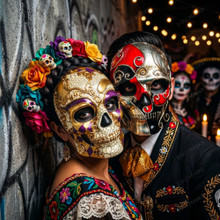 Day of The Dead Skull Masquerade Mask Gold Purple Red Masquerade Couple Party Costume Masks