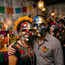 Day of The Dead Skull Masquerade Mask Gold Blue Red Masquerade Couple Party Costume Masks