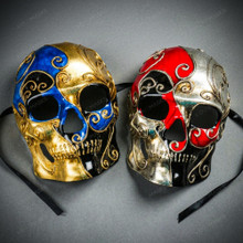 Day of The Dead Skull Masquerade Mask Gold Blue Red Masquerade Couple Party Costume Masks