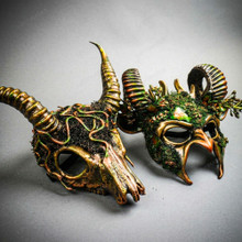 Enchanted Forest Horned Mask Set – Mythical Satyr & Skull with Moss