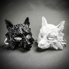 White & Black Wolf Animal Halloween Masquerade Couple Mask