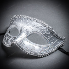 Musical Ivory Gold & Silver Glitter Venetian Eye Mask Couple Masquerade Set