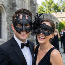 Roman and Lace Masquerade Masks - Black