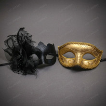 Venetian Feather and Glitter Masquerade Masks
