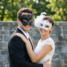 Couples Masquerade Masks Black White Silver