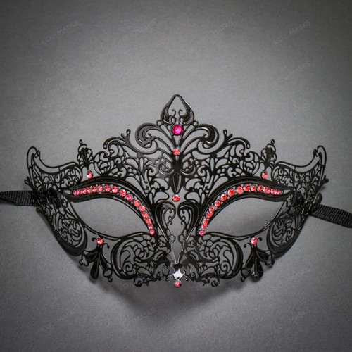 Venetian Royal Princess Masquerade With Diamonds - Hot Pink