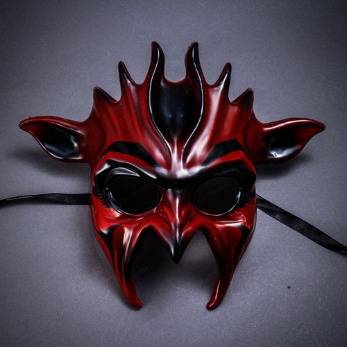 Fire Flame Demon Masquerade Mask - Red Black