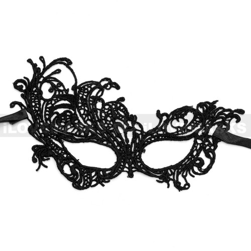 Brocade Lace Masquerade Eye Mask - Black