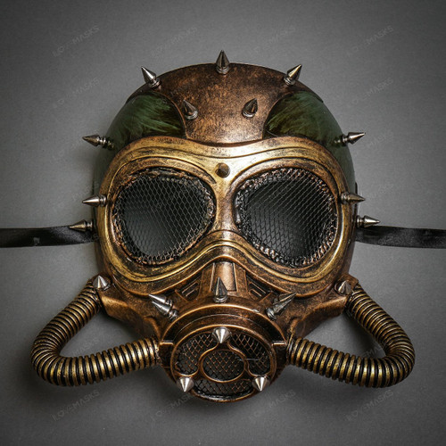 Steampunk Full Face Skull Mask Gas Pipe Submarine - Black Gold
