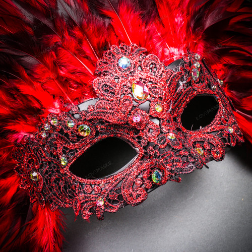 Luxury Traditional Venice Women Carnival Masquerade Venetian Mask - Red