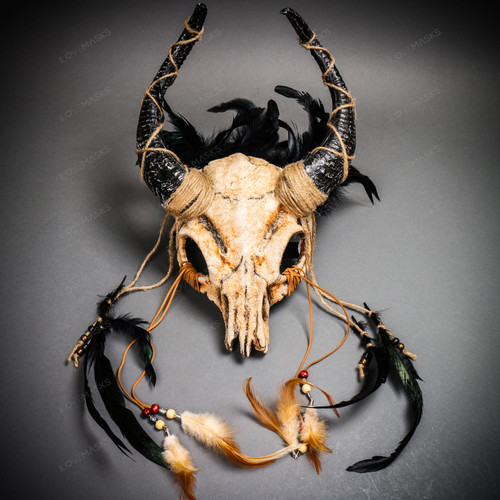 Antelope Devil Horns Animal Skull Ghost Skull Masquerade Mask Stone White