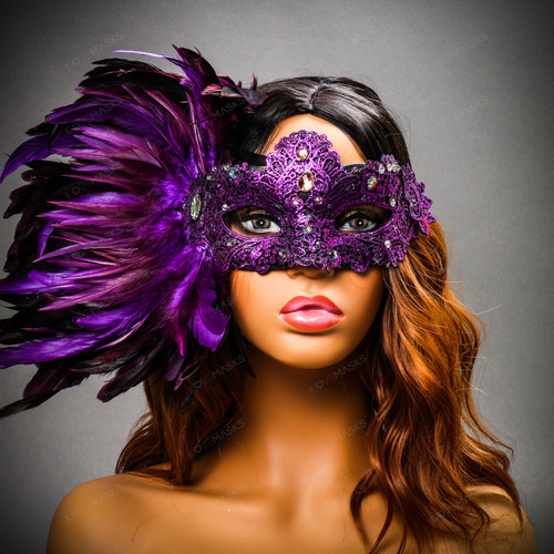 purple female masquerade masks