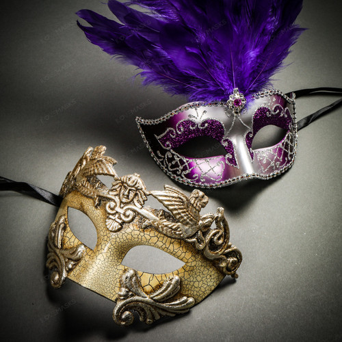 black and purple masquerade masks for men