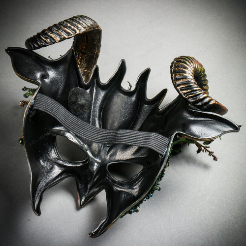 Demon Forest Devil Satan with Curved Ram Horns Masquerade
