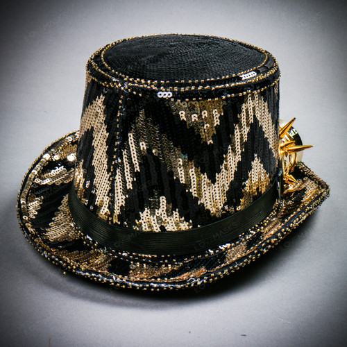 Steampunk ZigZag Sequin Top Hat with 