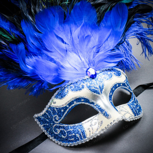 Amscan Mardi Gras Feather Diamond Glitter Mask