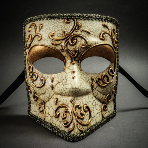 Bauta Aged Venetian Mask - Gold