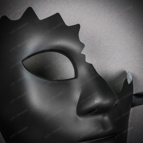 Unpainted Half Face Cracked Phantom Masquerade Mask - White
