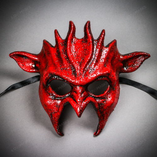 Fire Flame Demon Masquerade Mask - Bloody Red
