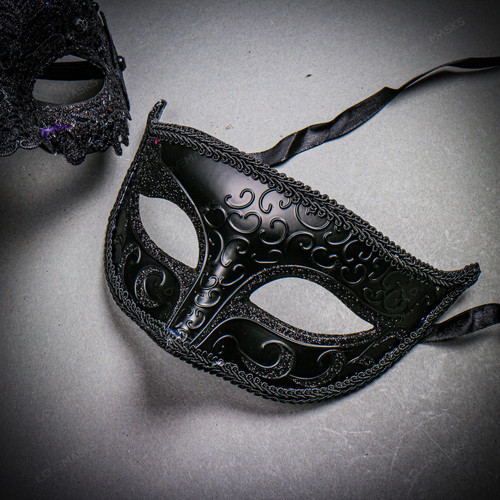 Night Visionz Lace Eye Mask in Black & Grey & Silver