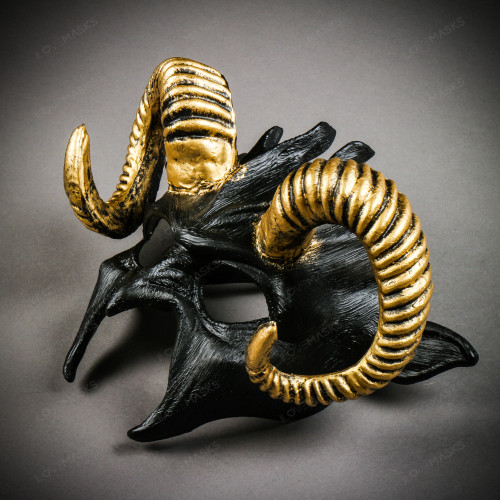 Gold Masquerade Masks Couples Baphomet Goat Demon | Masquerade Store