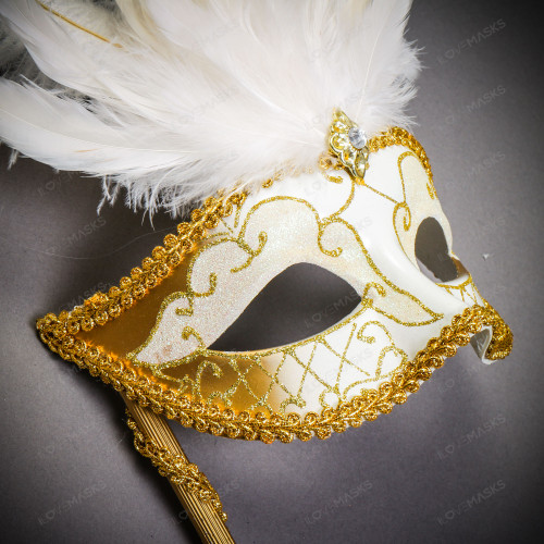 Luxury Masquerade Mask Women Handheld Stick Mask Black Diamonds Fashion Venetian Mask Women Stick Masks