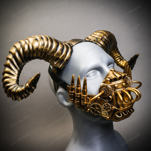 Ram Skull Horns Steampunk Costume Hat Headpiece Top Hat