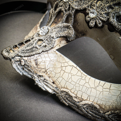 Silver Lace Masquerade Costume Mask – Elegante Spitzen-Augenmaske Mit Schleife, Einheitsgröße (silber)