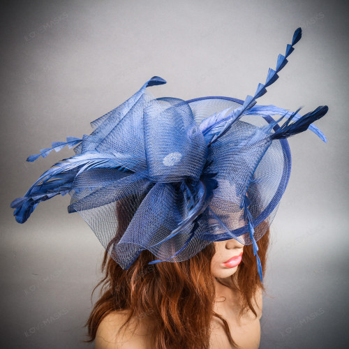 Bow Fascinator Headband, Kentucky Derby Spiral Bow Fascinator Green Feather Bow Fascinator Hat, Spiral Cage Fascinator  main image 2
