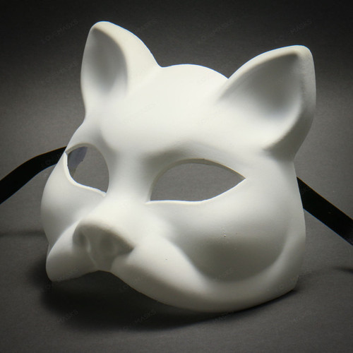 Unpainted White Plain Arts and Crafts Cat Venetian Masquerade Version Face  Mask