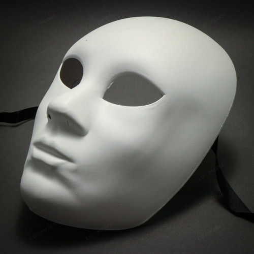 LMK Plain White Blank Decorating Craft Full Face Masquerade Mask Costome Party