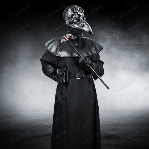 Masquerade Mask & Black & Silver Steampunk Skull Mask Couple Mask Set