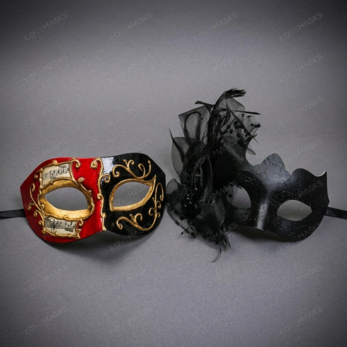 Roman and Lace Masquerade Masks - Black