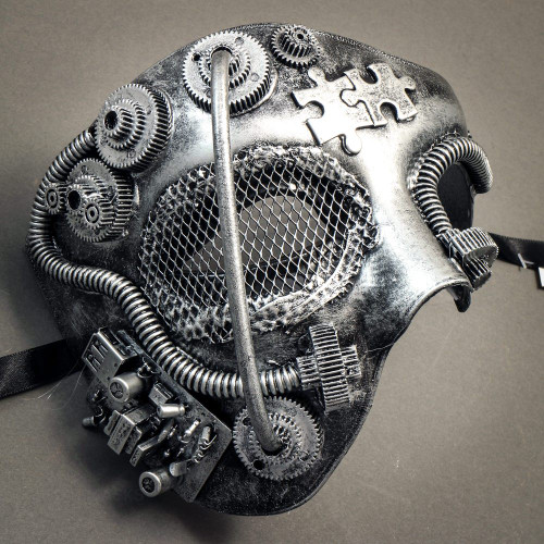 Phantom of Opera Steampunk Masquerade Half Face Mask - Copper