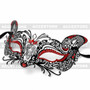 Venetian Fox Masquerade Mask with Bling Rhinestones - Black Red