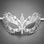 Charming Princess Venetian Masquerade Mask With Diamonds-Silver