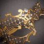 Phantom of Opera Venetian Laser Cut Mask With Rhinestones - Gold Silver